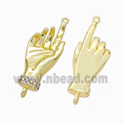 Copper Hand Connector Pave Zirconia Gold Plated