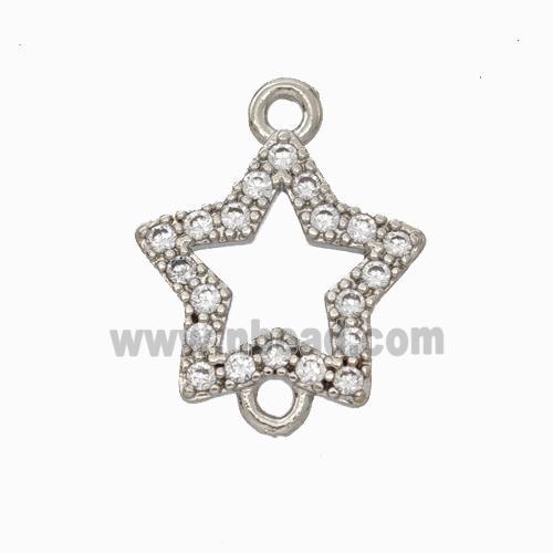 Copper Star Connector Pave Zirconia Platinum Plated