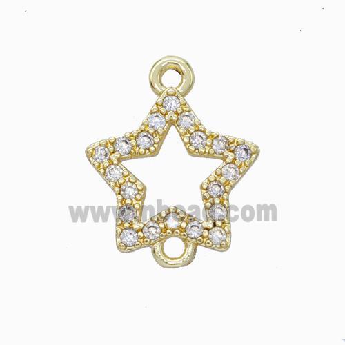 Copper Star Connector Pave Zirconia Gold Plated