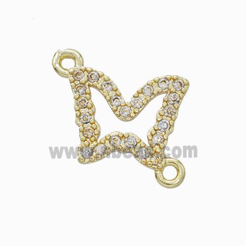 Copper Butterfly Connector Pave Zirconia Gold Plated