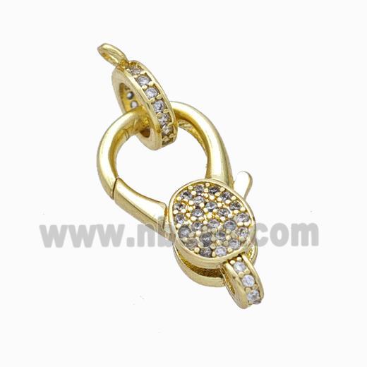 Copper Lobster Clasp Pave Zirconia Gold Plated