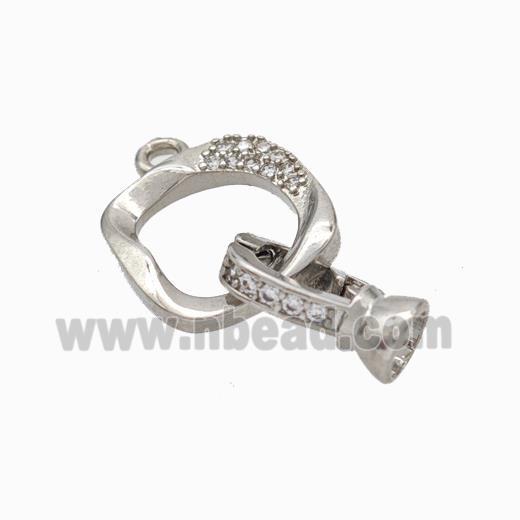 Copper Cordend Clasp Pave Zirconia Platinum Plated