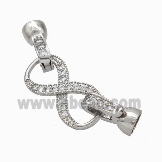 Copper Cordend Clasp Pave Zirconia Infinity Platinum Plated