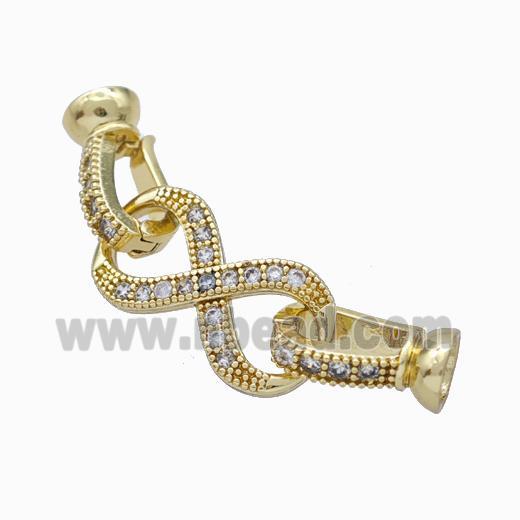 Copper Cordend Clasp Pave Zirconia Infinity Gold Plated