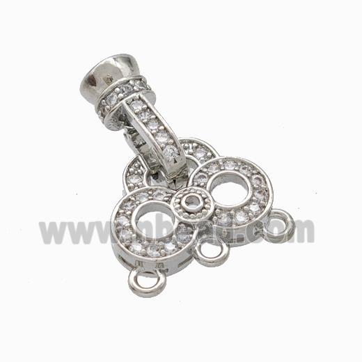 Copper Cordend Clasp Pave Zirconia 1-3 Platinum Plated