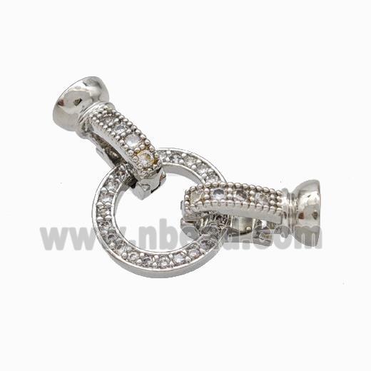 Copper Cordend Clasp Pave Zirconia Platinum Plated