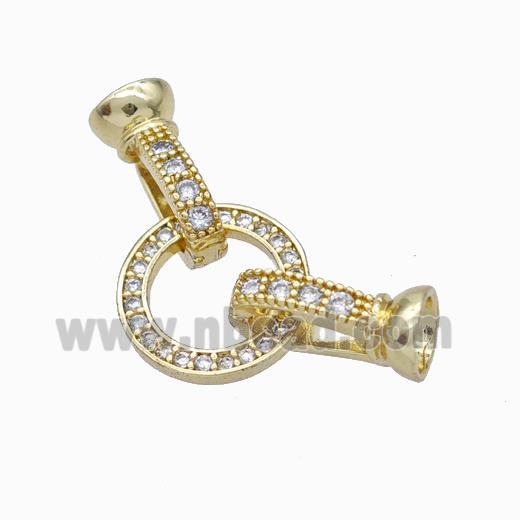 Copper Cordend Clasp Pave Zirconia Gold Plated