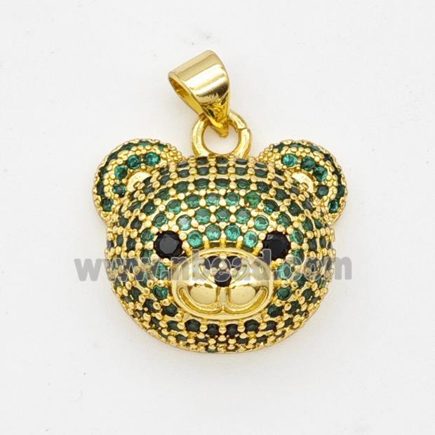 Copper Bear Pendant Micropave Zirconia Gold Plated