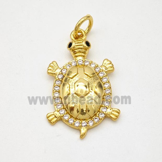 Copper Tortoise Pendant Micropave Zirconia Gold Plated