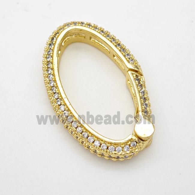 Copper Oval Carabiner Clasp Micropave Zirconia Gold Plated