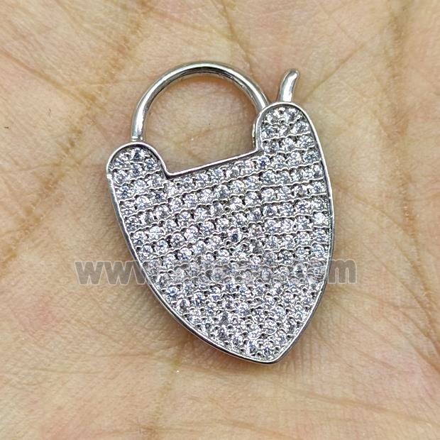 Copper Arrowhead Clasp Micropave Zirconia Platinum Plated