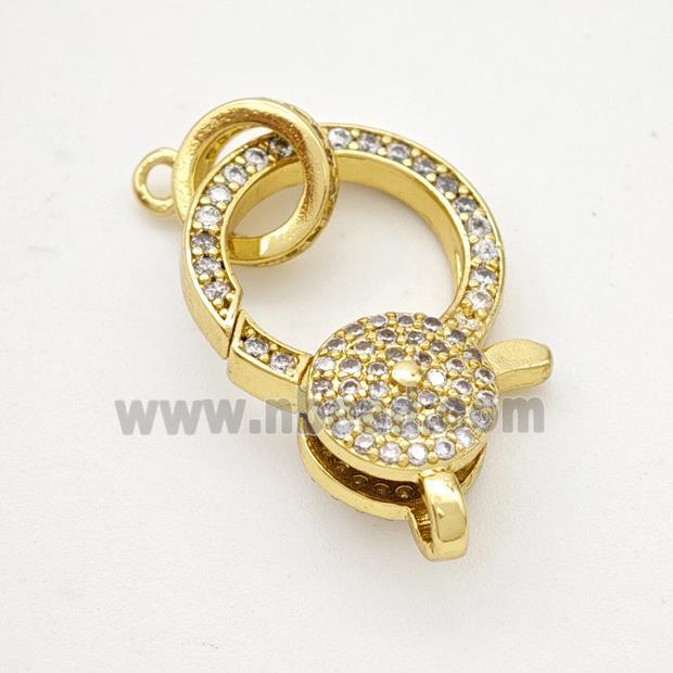 Copper Lobster Clasp Micropave Zirconia Gold Plated