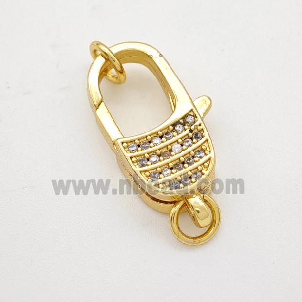 Copper Lobster Clasp Micropave Zirconia Gold Plated