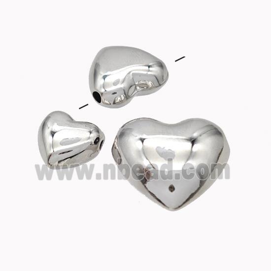 Copper Heart Beads Platinum Plated