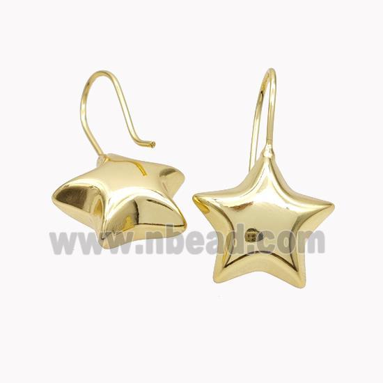 Copper Star Hook Earrings Gold Plated