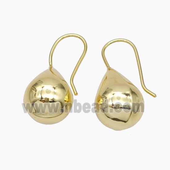 Copper Teardrop Hook Earrings Gold Plated