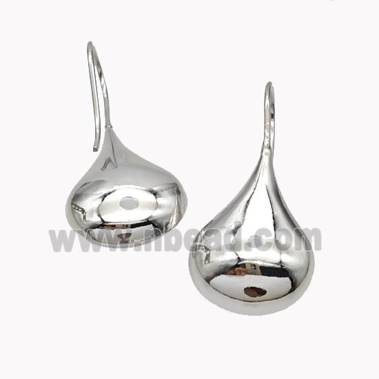 Copper Teardrop Hook Earrings Platinum Plated