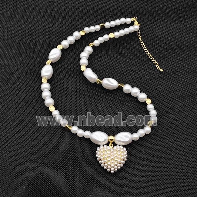 Pearlized ABS Resin Necklace With Heart