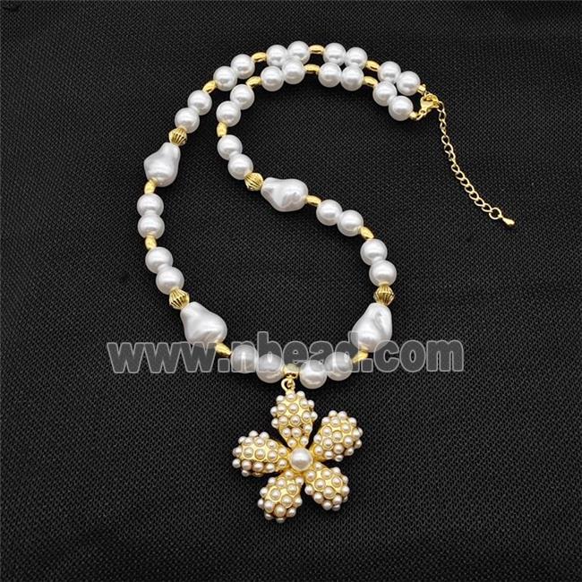 Pearlized ABS Resin Necklace Flower