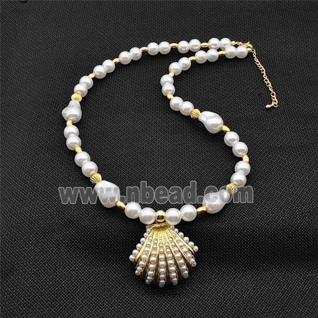 Pearlized ABS Resin Necklace Scallop Shell