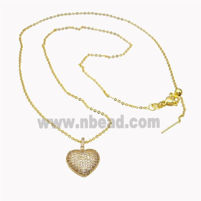 Copper Heart Necklace Pave Zirconia Gold Plated