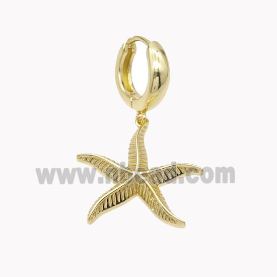 Copper Starfish Hoop Earrings Gold Plated