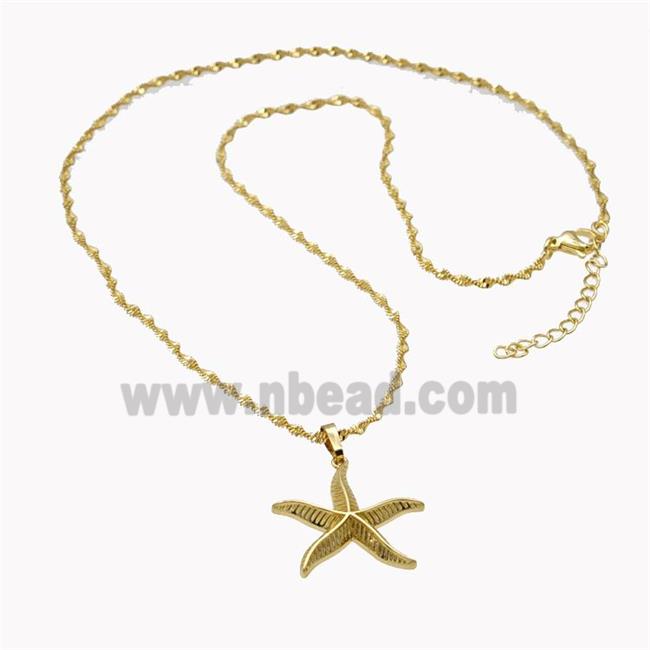 Copper Starfish Necklace Gold Plated