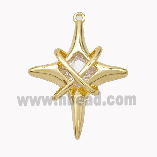 Copper Northstar Pendant Pave Zirconia Gold Plated