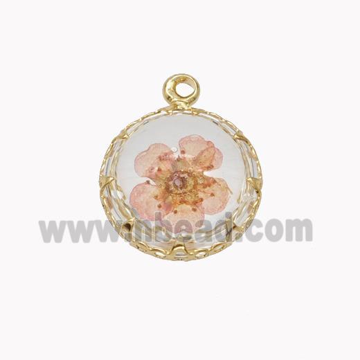 Acrylic Flower Pendant Gold Plated