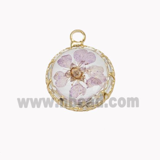 Acrylic Flower Pendant Gold Plated