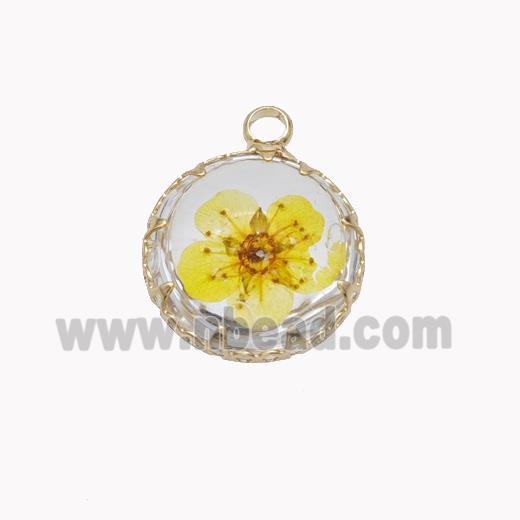 Acrylic Flower Pendant Gold Plated