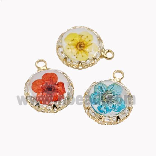 Acrylic Flower Pendant Gold Plated Mixed