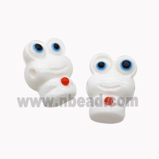 White Resin Frog Beads