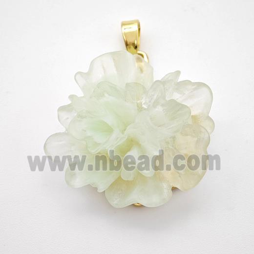 Lt.green Resin Flower Pendant