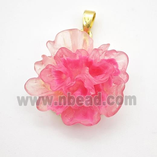 Fuchsia Resin Flower Pendant