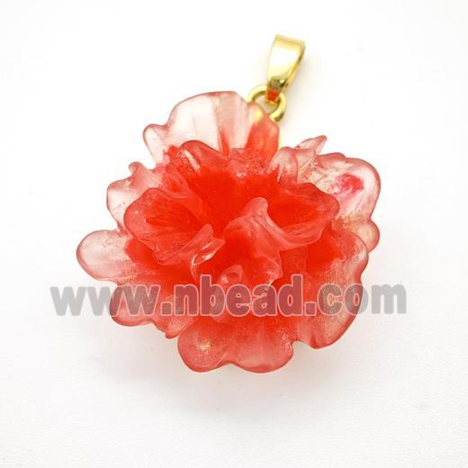 Red Resin Flower Pendant