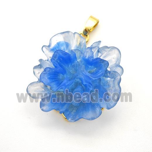 Blue Resin Flower Pendant