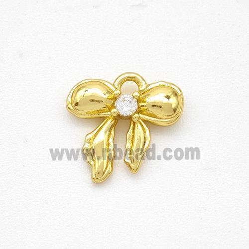 Copper Bowknot Pendant Pave Zirconia Gold Plated