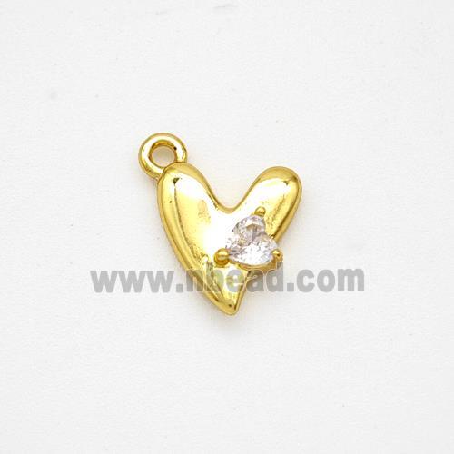 Copper Heart Pendant Pave Zirconia Gold Plated