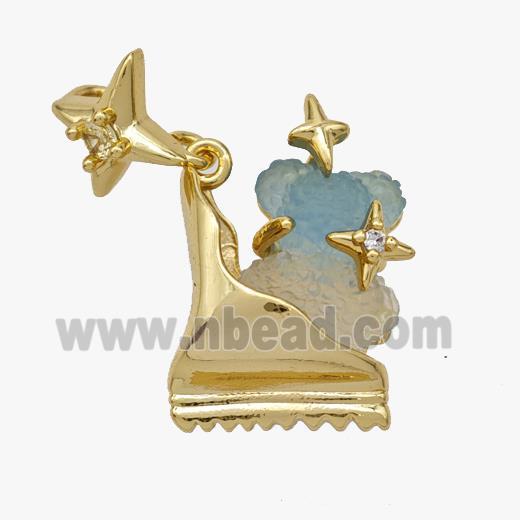 Copper Roller Saktes Pendant Pave Acrylic Bear Gold Plated