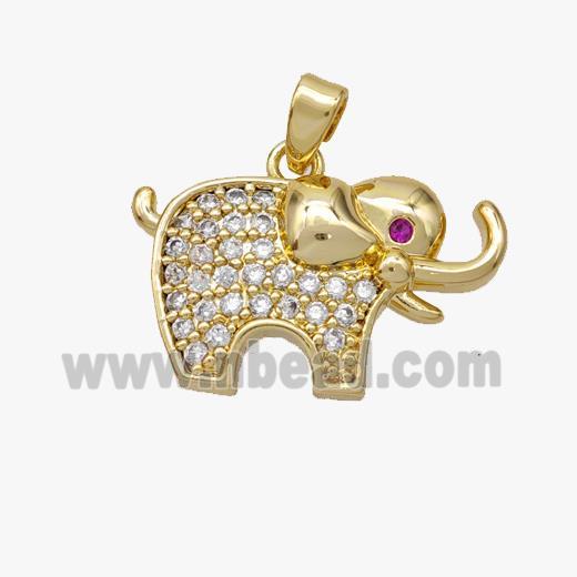 Copper Elephant Pendant Pave Zirconia Gold Plated