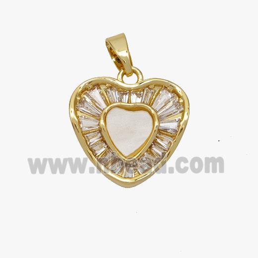 Copper Heart Pendant Pave Zirconia Gold Plated