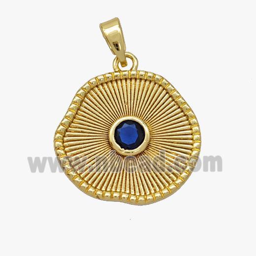 Copper Sun Ray Pendant Pave Zirconia Gold Plated