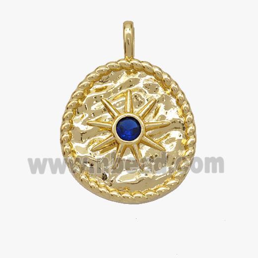 Copper Sun Pendant Pave Zirconia Gold Plated