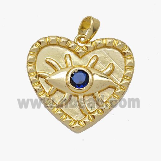 Copper Heart Eye Pendant Pave Zirconia Gold Plated