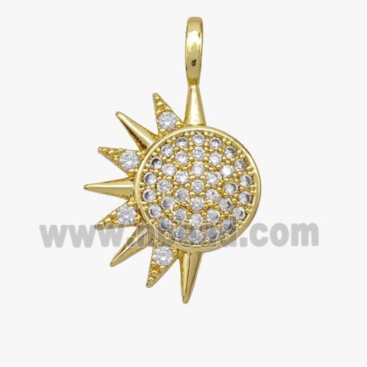 Copper Sun Pendant Pave zirconia Gold Plated