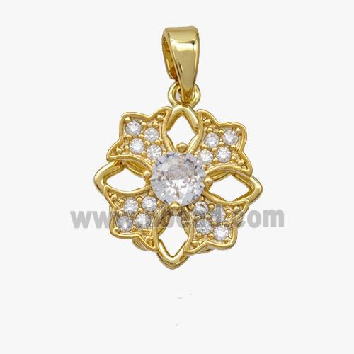 Copper Cross Pendant Pave Zirconia Gold Plated