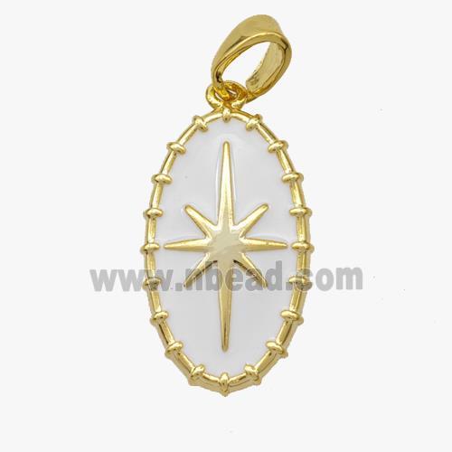 Copper Northstar Pendant White Enamel Gold Plated