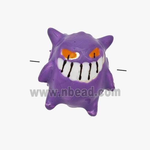 Alloy Monster Charms Beads Large Hole Purple Enamel