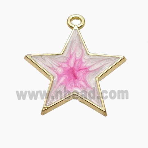 Copper Star Pendant Pink Painted Gold Plated